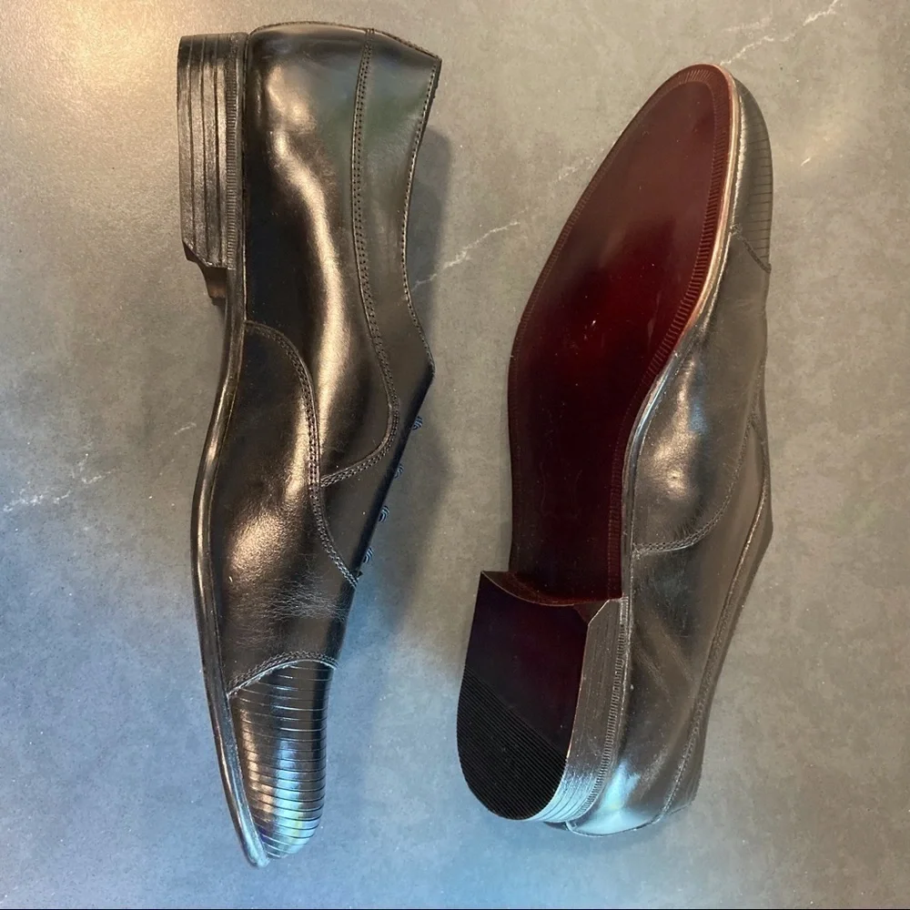 Stacy Adams sz 10 black leather cap toe derby shoes dress shoes